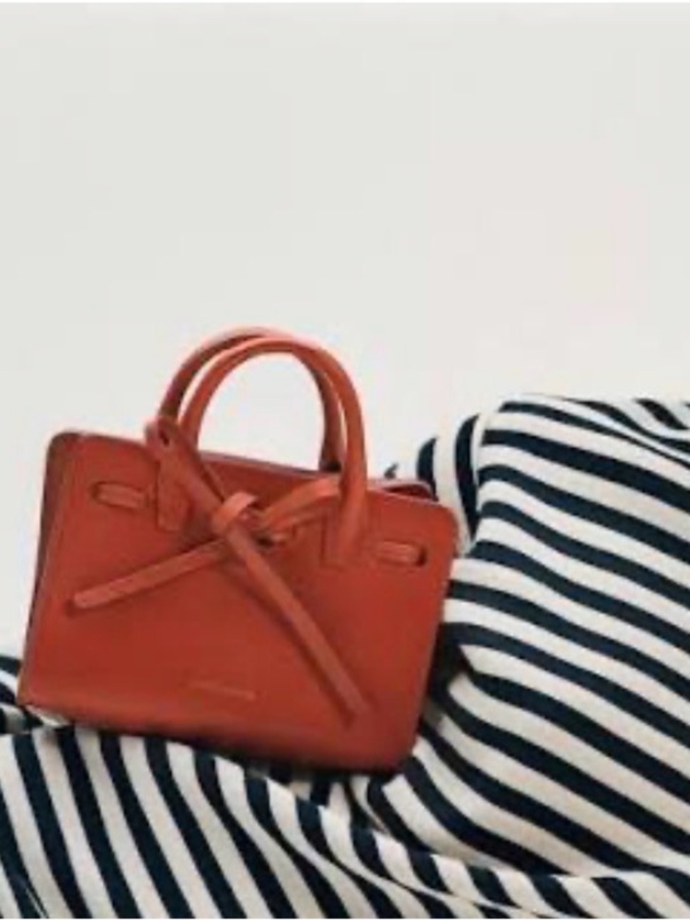 MANSUR GAVRIEL GENUINE LEATHER MINI BROWN-ORANGE MINI TOTE WITH CROSSBODY STRAP